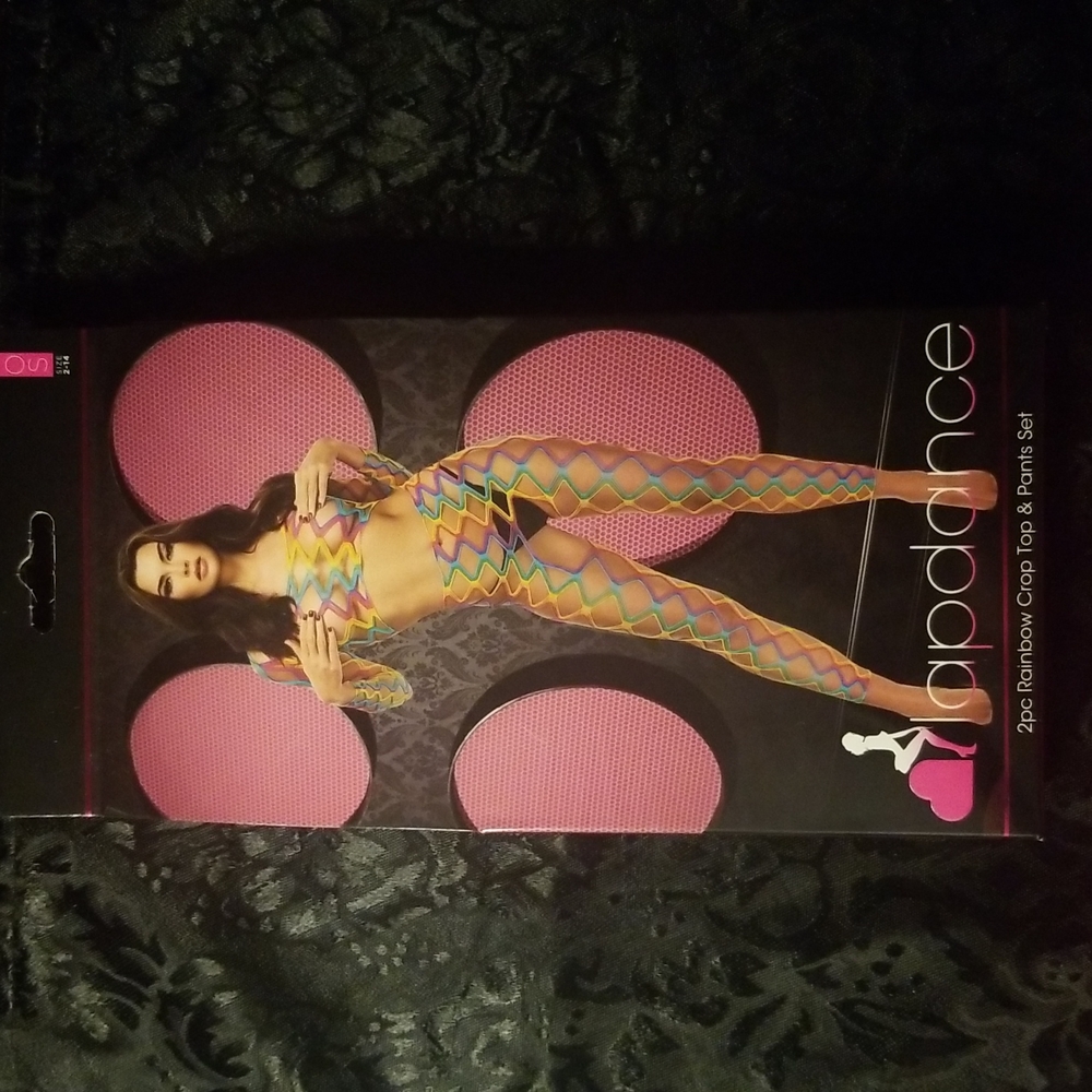 Lapdance 2 pc rainbow crop top and pants set